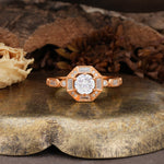 Classic Vintage Six-Prong Round-Cut Moissanite Engagement Ring - Additional view