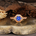 Classic Vintage Six-Prong Round-Cut Sapphire Engagement Ring - Additional view