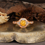 Classic Vintage Six-Prong Round-Cut Citrine Engagement Ring - Additional view