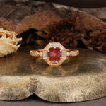 Classic Vintage Six-Prong Round-Cut Garnet Engagement Ring - Additional view