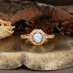 Classic Vintage Six-Prong Round-Cut Moonstone Engagement Ring - Additional view