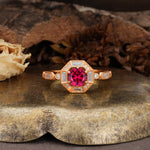 Classic Vintage Six-Prong Round-Cut Ruby Engagement Ring - Additional view
