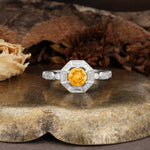 Classic Vintage Six-Prong Round-Cut Citrine Engagement Ring - Additional view