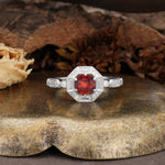 Classic Vintage Six-Prong Round-Cut Garnet Engagement Ring - Additional view