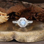 Classic Vintage Six-Prong Round-Cut Moonstone Engagement Ring - Additional view