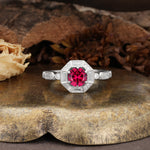Classic Vintage Six-Prong Round-Cut Ruby Engagement Ring - Additional view