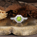 Classic Vintage Six-Prong Round-Cut Peridot Engagement Ring - Additional view