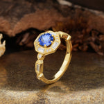 Classic Vintage Six-Prong Round-Cut Sapphire Engagement Ring - Additional view