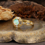 Classic Vintage Six-Prong Round-Cut Fire Opal Engagement Ring - Additional view