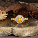 Classic Vintage Six-Prong Round-Cut Citrine Engagement Ring - Additional view
