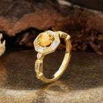 Classic Vintage Six-Prong Round-Cut Citrine Engagement Ring - Additional view