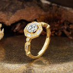 Classic Vintage Six-Prong Round-Cut Lab Diamond Engagement Ring - Additional view