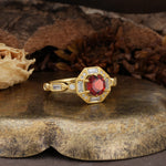 Classic Vintage Six-Prong Round-Cut Garnet Engagement Ring - Additional view
