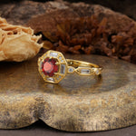 Classic Vintage Six-Prong Round-Cut Garnet Engagement Ring - Additional view