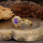Classic Vintage Six-Prong Round-Cut Amethyst Engagement Ring - Additional view