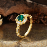 Classic Vintage Six-Prong Round-Cut Emerald Engagement Ring - Additional view