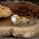 Classic Vintage Six-Prong Round-Cut Moonstone Engagement Ring - Additional view