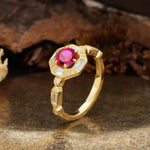 Classic Vintage Six-Prong Round-Cut Ruby Engagement Ring - Additional view