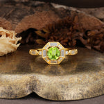 Classic Vintage Six-Prong Round-Cut Peridot Engagement Ring - Additional view