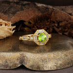 Classic Vintage Six-Prong Round-Cut Peridot Engagement Ring - Additional view