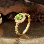 Classic Vintage Six-Prong Round-Cut Peridot Engagement Ring - Additional view