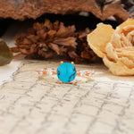 Unique 6-Prong Round Cut Turquoise Engagement Ring - Additional view