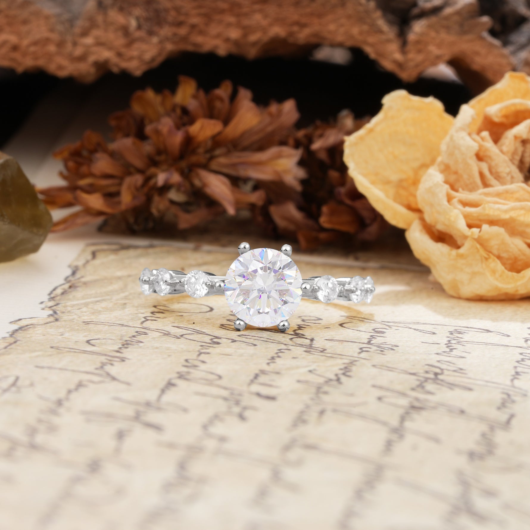 Unique 6-Prong Round Cut Moissanite Engagement Ring - Additional view