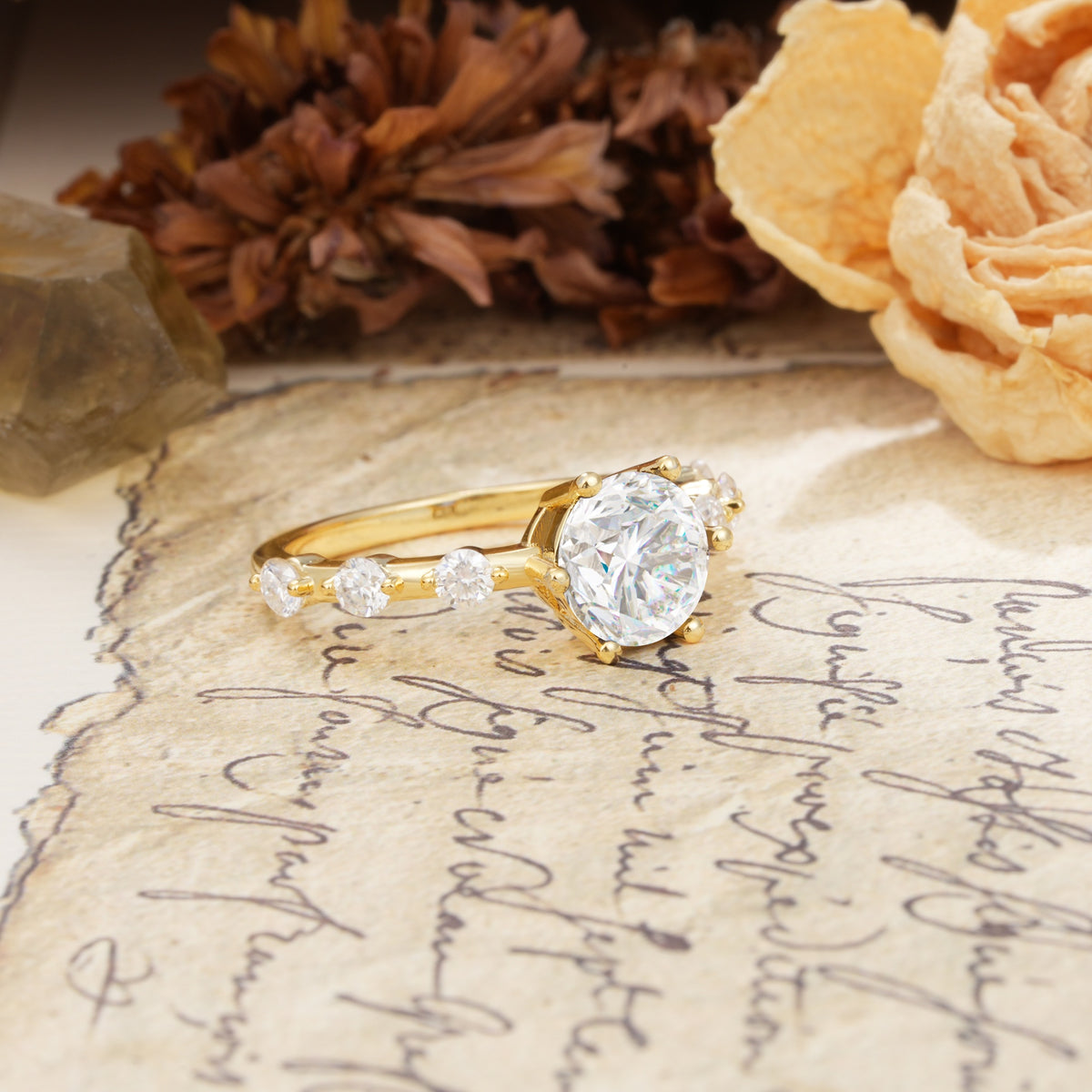 Unique 6-Prong Round Cut Moissanite Engagement Ring - Additional view