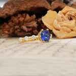 Unique 6-Prong Round Cut Sapphire Engagement Ring - Additional view