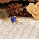 Unique 6-Prong Round Cut Sapphire Engagement Ring - Additional view