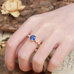 Unique 6-Prong Round Cut Sapphire Engagement Ring - Additional view
