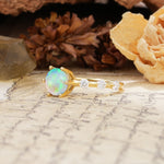 Unique 6-Prong Round Cut Fire Opal Engagement Ring - Additional view