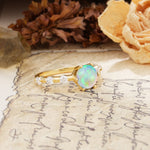 Unique 6-Prong Round Cut Fire Opal Engagement Ring - Additional view