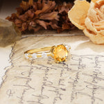 Unique 6-Prong Round Cut Citrine Engagement Ring - Additional view