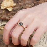 Unique 6-Prong Round Cut Black Rutilated Quartz Engagement Ring - Additional view