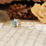Unique 6-Prong Round Cut Moss Agate Engagement Ring - Additional view
