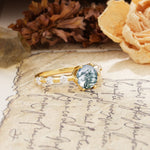 Unique 6-Prong Round Cut Moss Agate Engagement Ring - Additional view