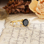 Unique 6-Prong Round Cut Black Onyx Engagement Ring - Additional view