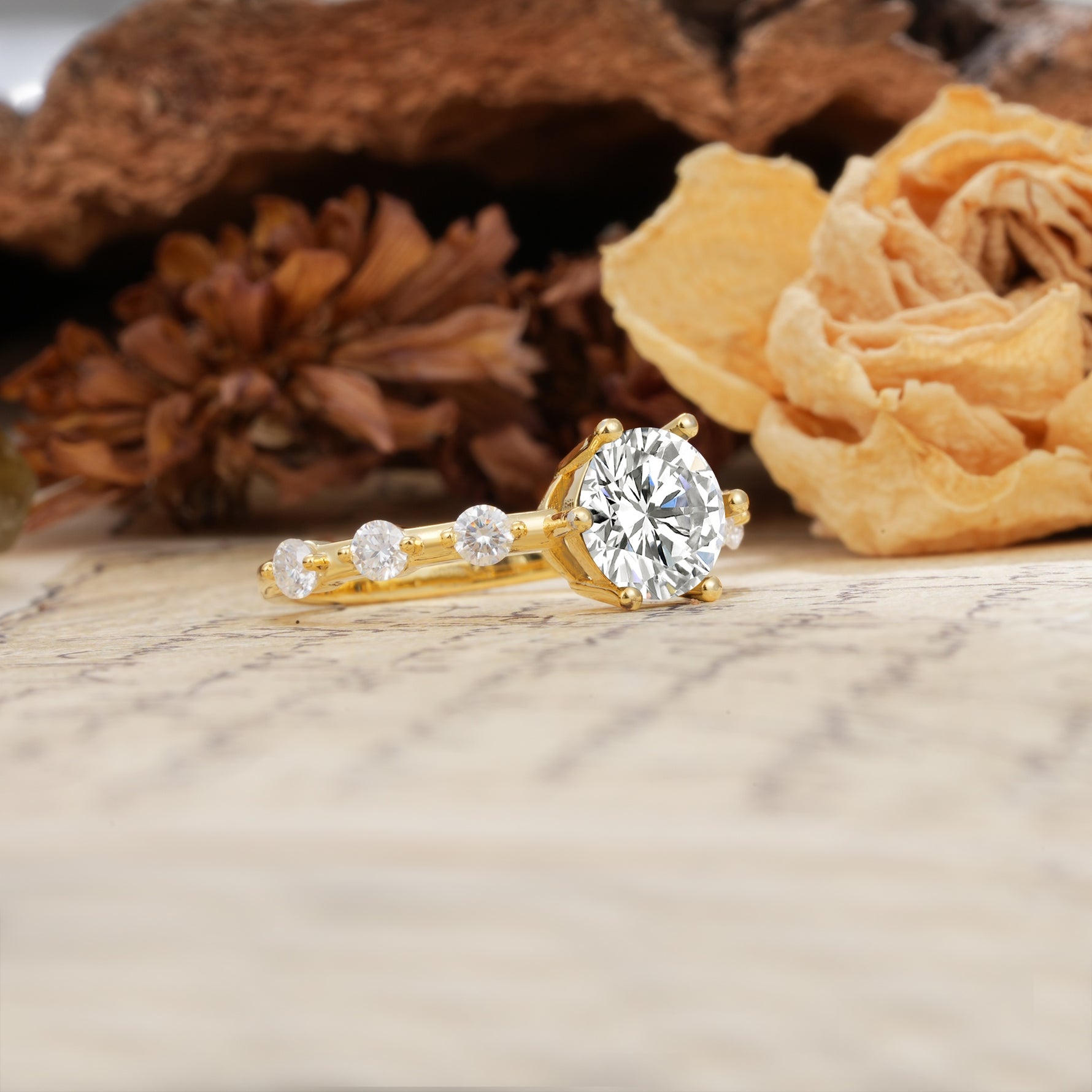 Unique 6-Prong Round Cut Lab Diamond Engagement Ring - Additional view