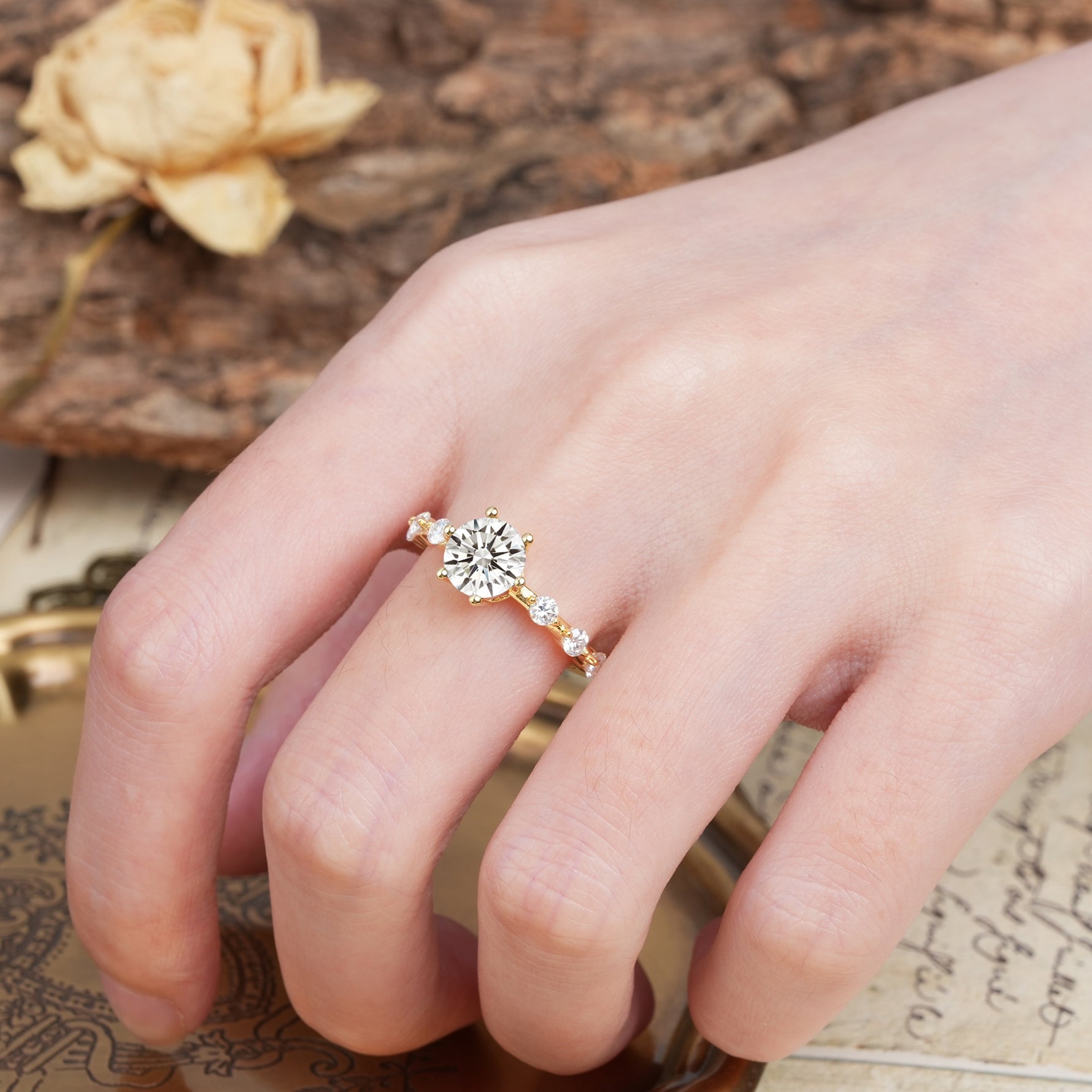 Unique 6-Prong Round Cut Lab Diamond Engagement Ring - Additional view