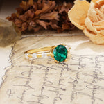 Unique 6-Prong Round Cut Emerald Engagement Ring - Additional view