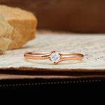 Classic and Minimalist 4-Prong Round-Cut Three-Stone Moissanite Engagement Ring - Additional view