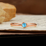 Classic and Minimalist 4-Prong Round-Cut Three-Stone Turquoise Engagement Ring - Additional view