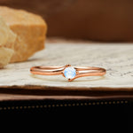 Classic and Minimalist 4-Prong Round-Cut Three-Stone Moonstone Engagement Ring - Additional view