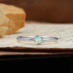 Classic and Minimalist 4-Prong Round-Cut Three-Stone Fire Opal Engagement Ring - Additional view