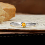 Classic and Minimalist 4-Prong Round-Cut Three-Stone Citrine Engagement Ring - Additional view