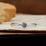 Classic and Minimalist 4-Prong Round-Cut Three-Stone Black Rutilated Quartz Engagement Ring - Additional view