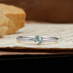 Classic and Minimalist 4-Prong Round-Cut Three-Stone Moss Agate Engagement Ring - Additional view
