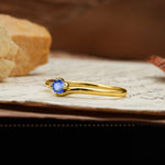Classic and Minimalist 4-Prong Round-Cut Three-Stone Sapphire Engagement Ring - Additional view