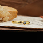 Classic and Minimalist 4-Prong Round-Cut Three-Stone Black Rutilated Quartz Engagement Ring - Additional view